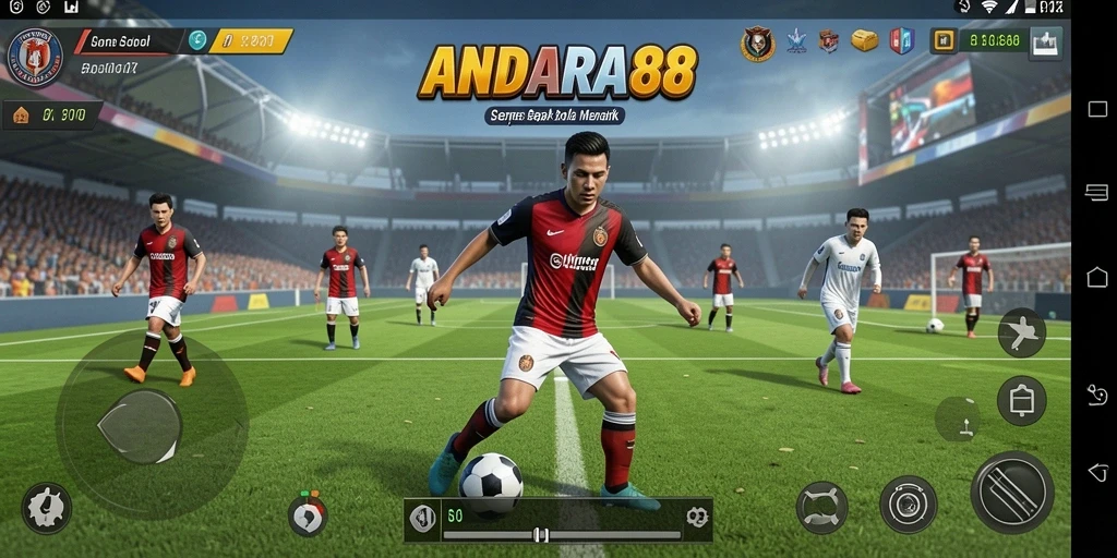 Tampilan gameplay nyata di dunia sepak bola.
