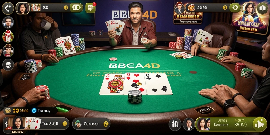 Tampilan gameplay BBCA4D yang menantang dalam permainan Poker.