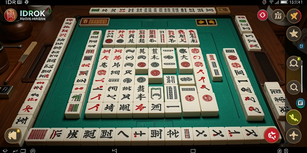 Screenshot gameplay IDROK yang menunjukkan berbagai papan Mahjong.