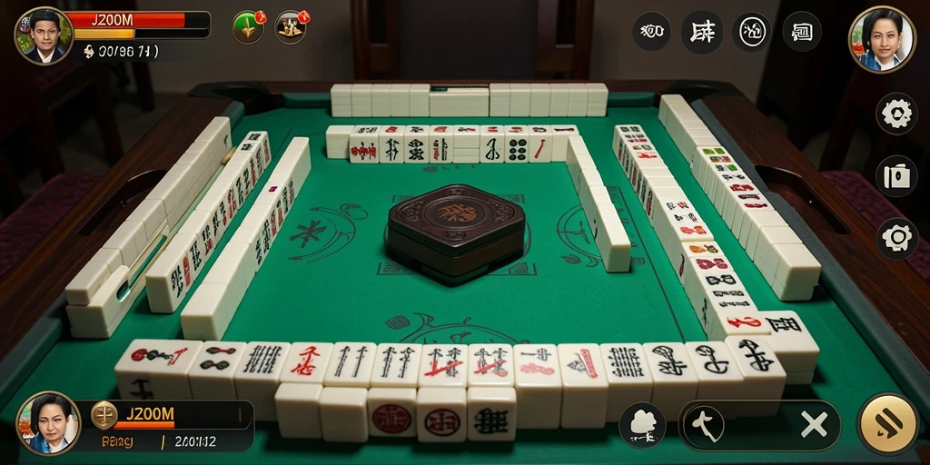 Tampilan gameplay menarik dari J200M dalam Mahjong.