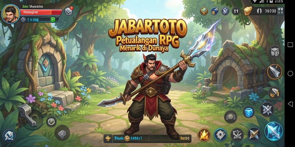 Screenshot gameplay JABARTOTO dengan karakter beraksi di medan pertempuran.