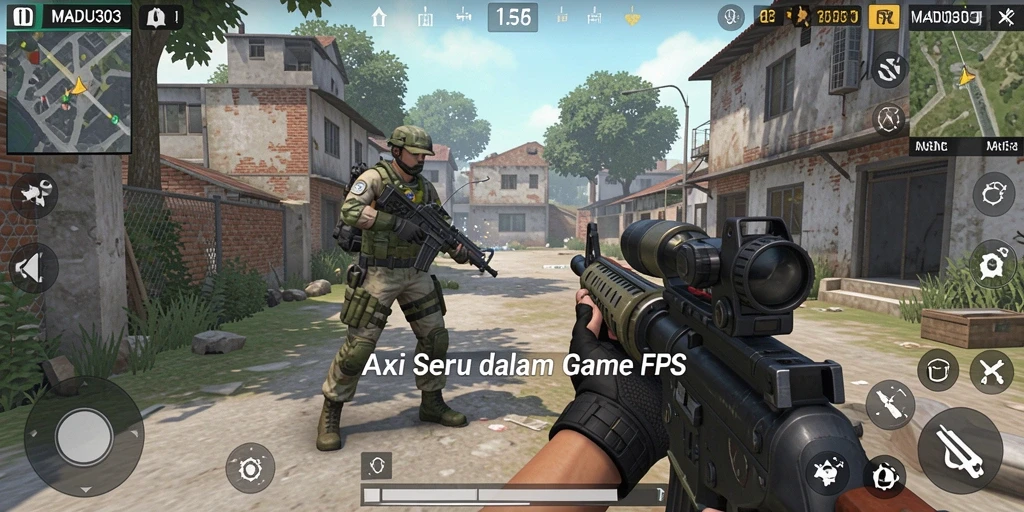 Gameplay seru MADU303 dengan grafis memukau dalam pertempuran FPS.