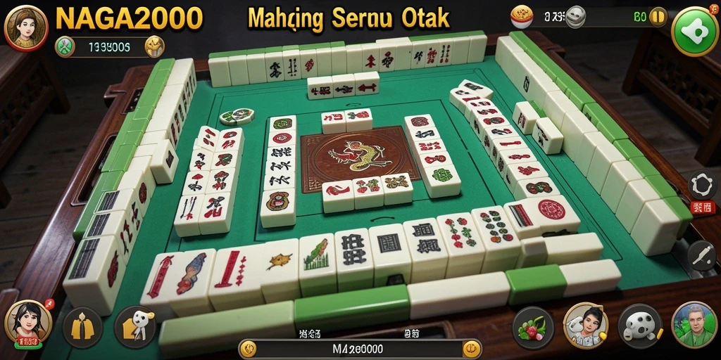 Screenshot gameplay NAGA2000 menampilkan momen seru saat menyusun ubin Mahjong.
