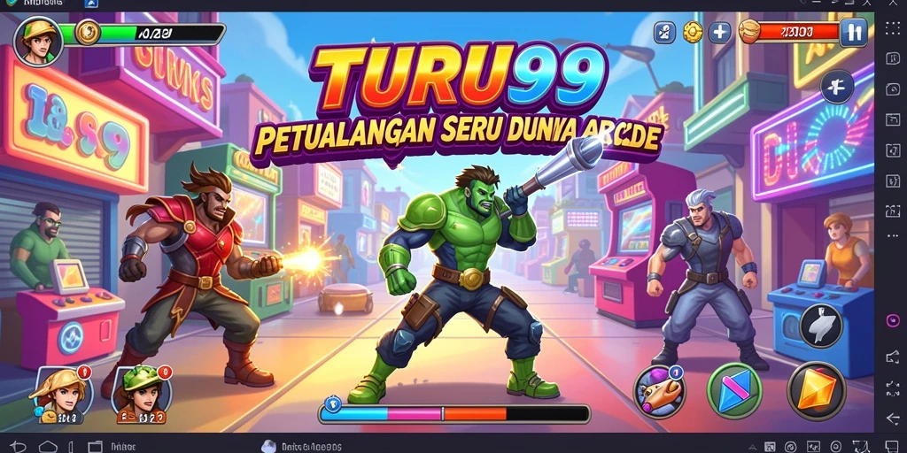 Screenshot gameplay TURU99 yang menunjukkan aksi seru dalam level Arcade.